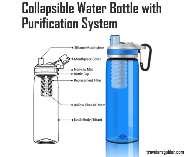 Collapsible Water Bottle with Purification System